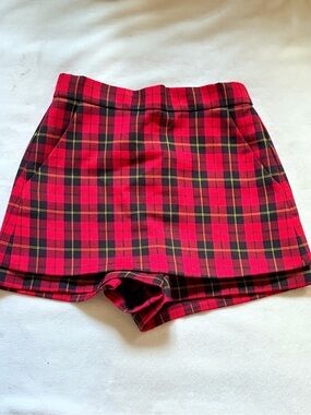 Maje Red Plaid Skort Shorts - Women